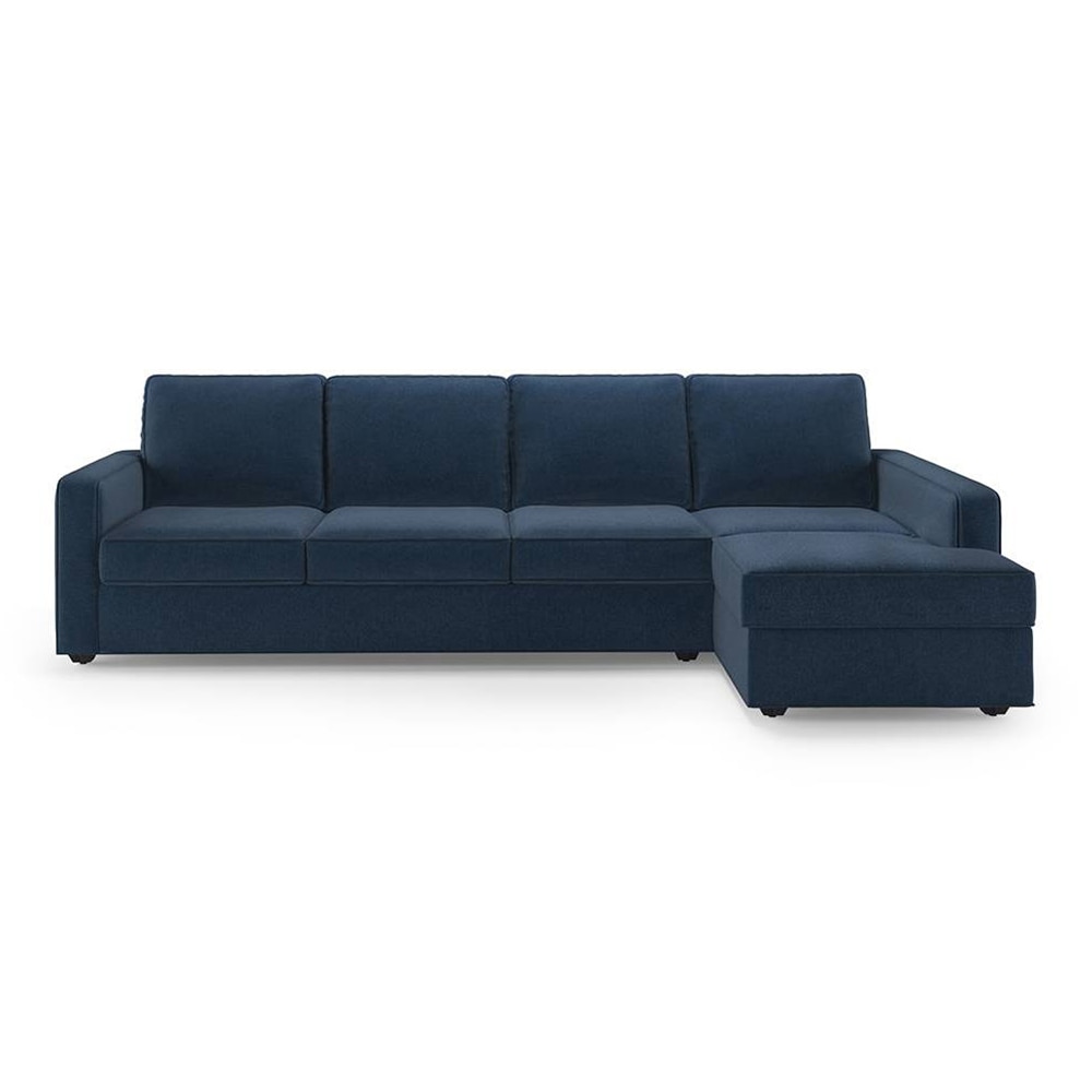 Apollo Sofa (Colour : Lapis Blue, Cushion : Hard, Back Type : Regular, Seating Capacity : Right Aligned 3 Seater + Right Aligned Chaise + Ottoman)