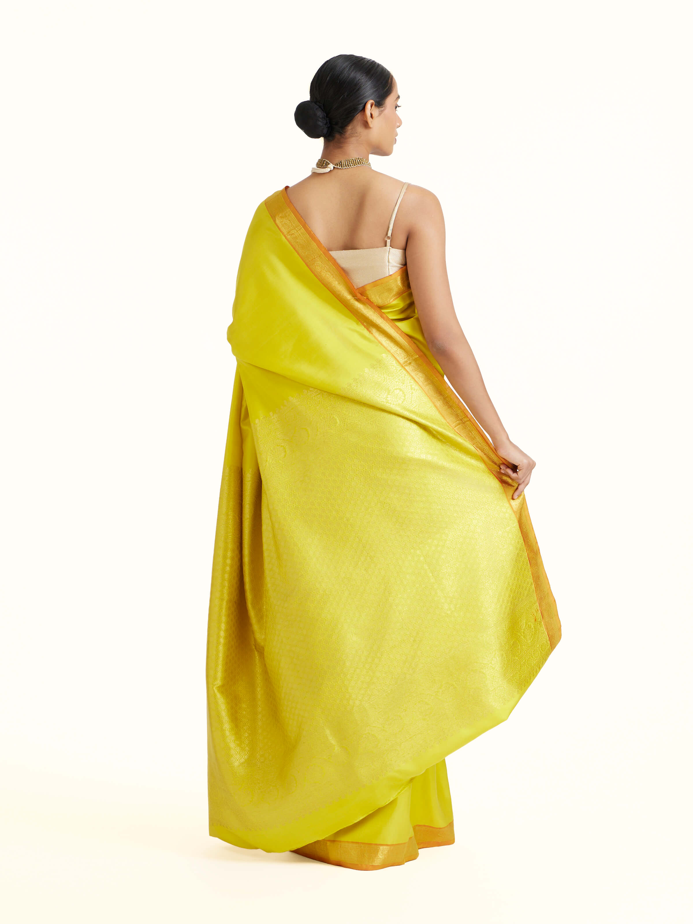 Mustard Silk Dharmavaram Saree