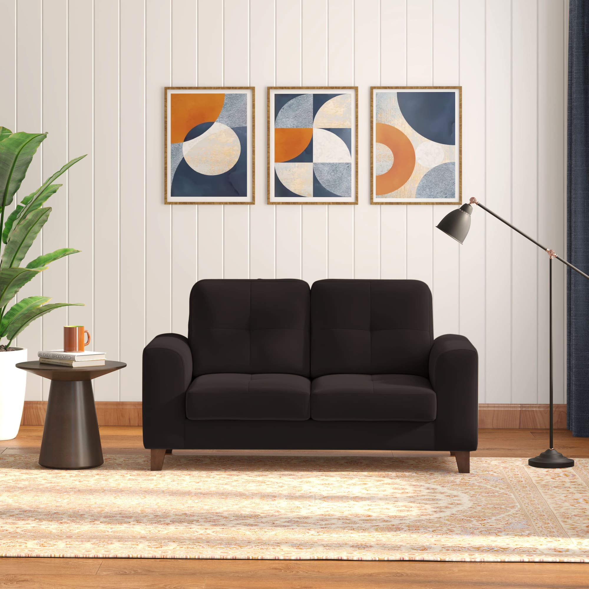 Verona Premium 2 Seater Fabric Sofa in Deep Brown Velvet Colour - Urban Ladder