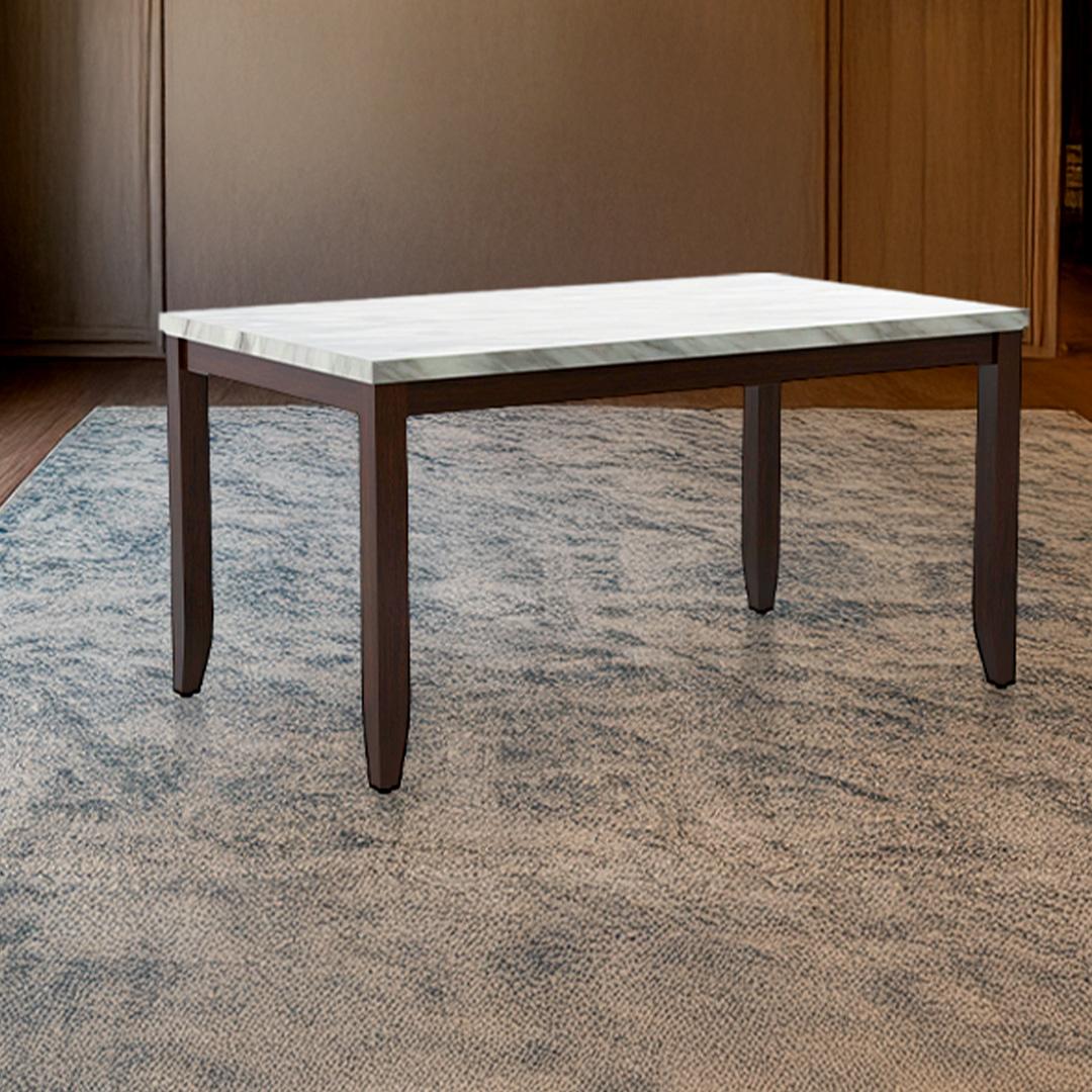 Matteo Stone 6 Seater Dining Table In Dark Walnut Finish