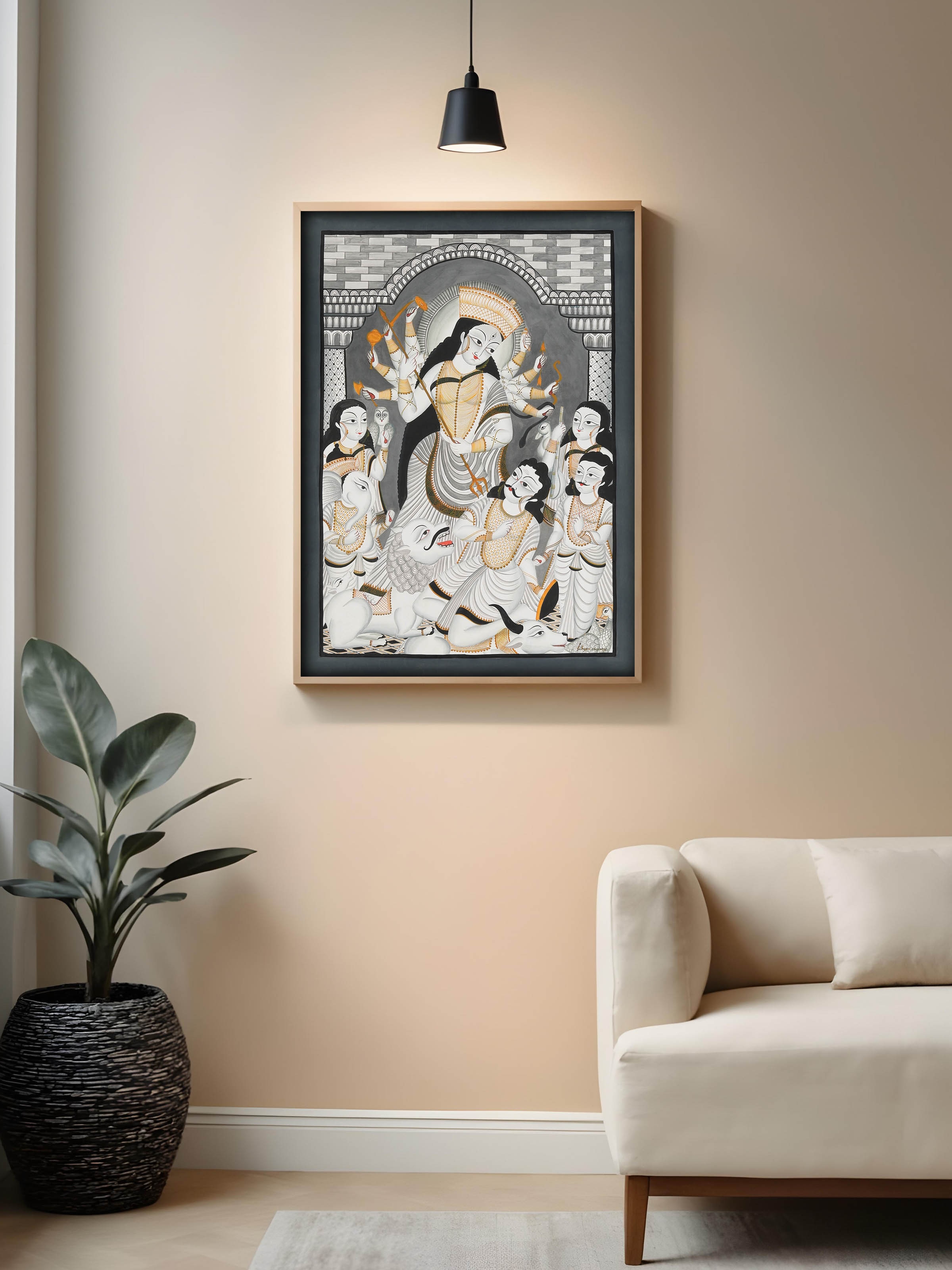 Mahishasur Mardini Kalighat Painting