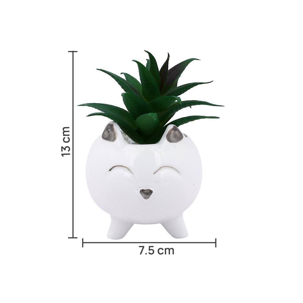 White 1 Pieces Succulent Artificial Plant With Pot