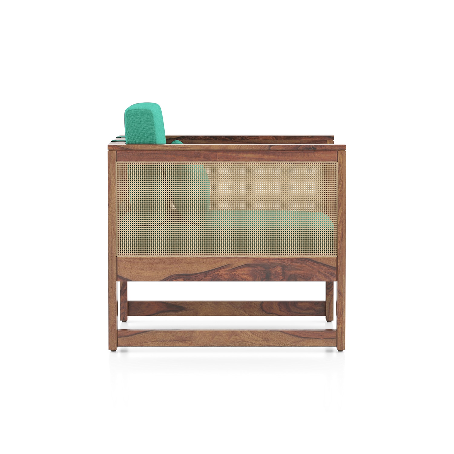 Korai Plus Two seater sofa -Finish -Teak,Fabric - Lagoon Green Futon