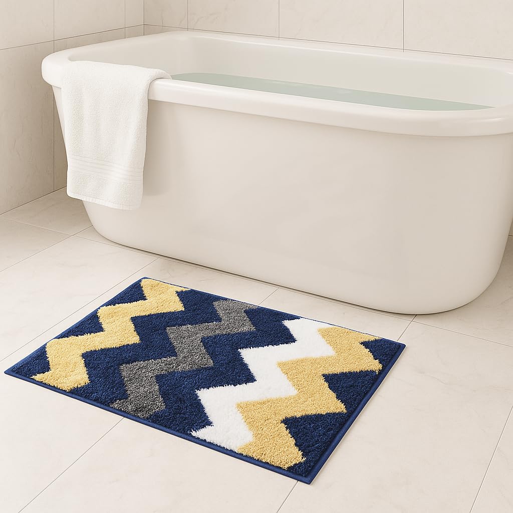 Luxe Home Macau Stripe Bath Mat (40x60 cm)- Blue