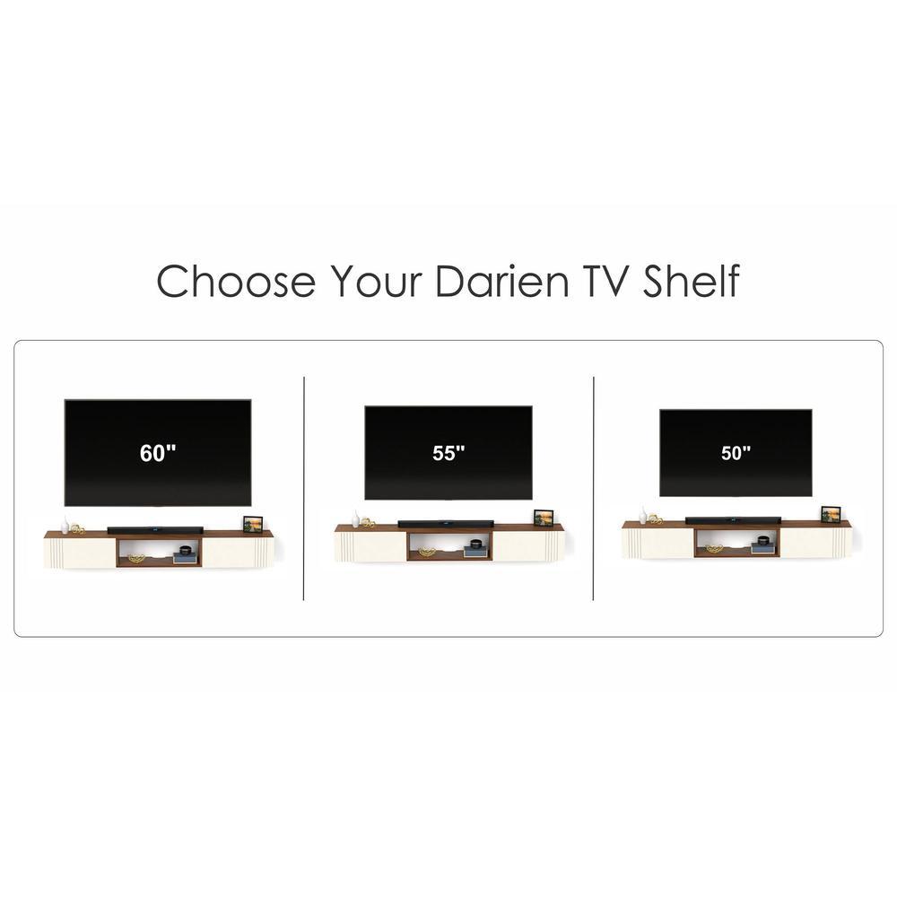 Darien Engineering Wood Wall Mount TV Entertainment Unit Set Top Box Stand/TV Cabinet with Shelves for Books & Decor Display Unit Bed Living Room Upto 60 Inches (Brown Maple & White)