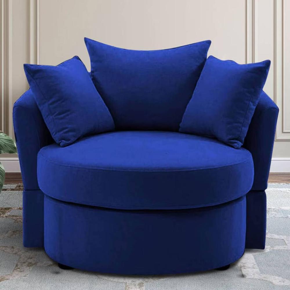 Cloro Velvet Accent Chair in Navy Blue Colour