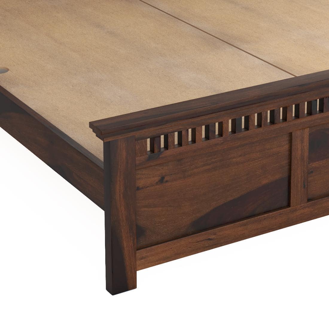 Madhvi Solid Wood King Size Bed Without Storage Bed In Provincial Teak Finish