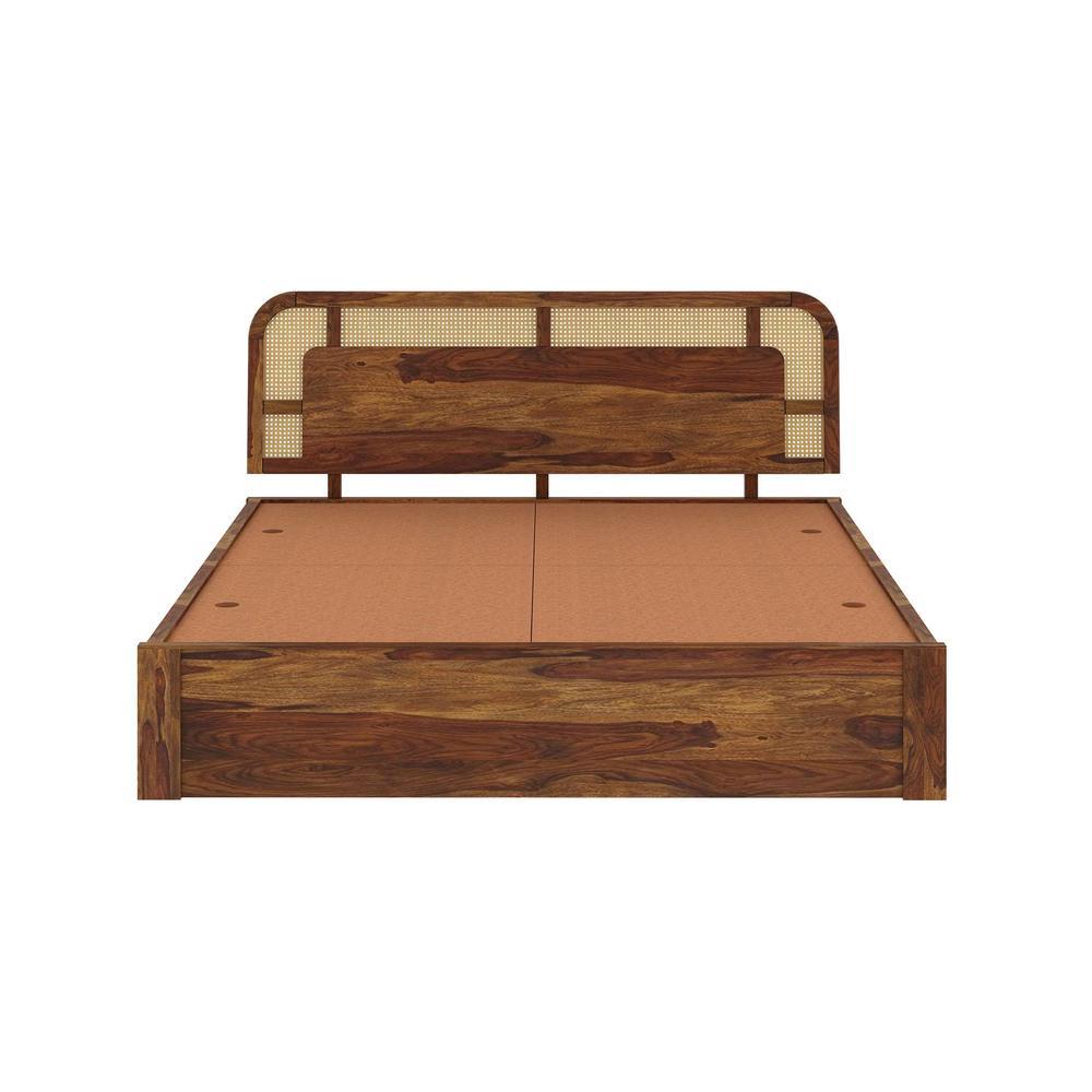 Sunburst Ratan Solid Wood King Size Storage Bed