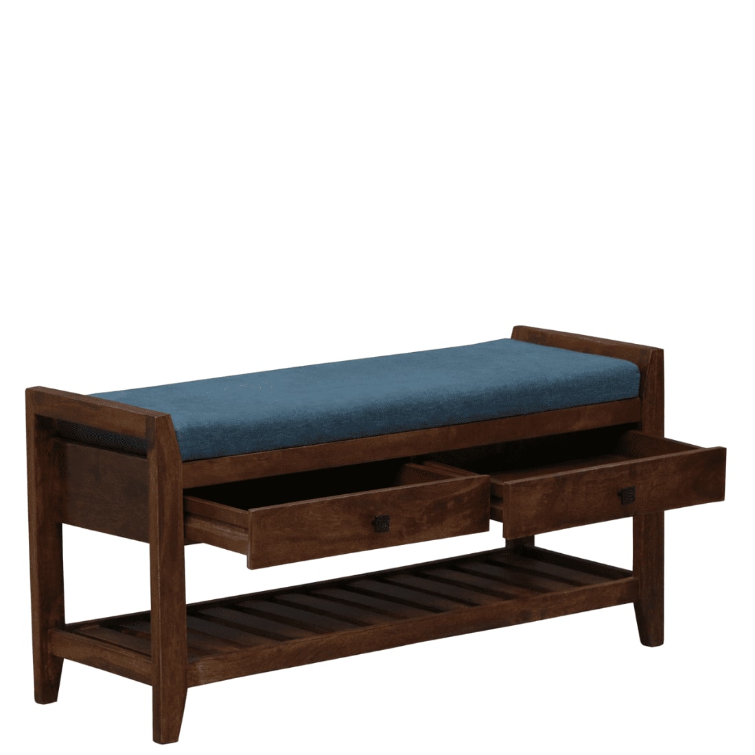 Drobak Solid Wood Shoe Rack with Seating in Walnut Brown finish