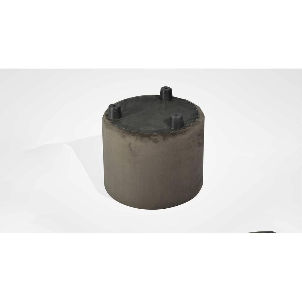 Iris Solid Wood Pouffee Stool in Grey Velvet Fabric