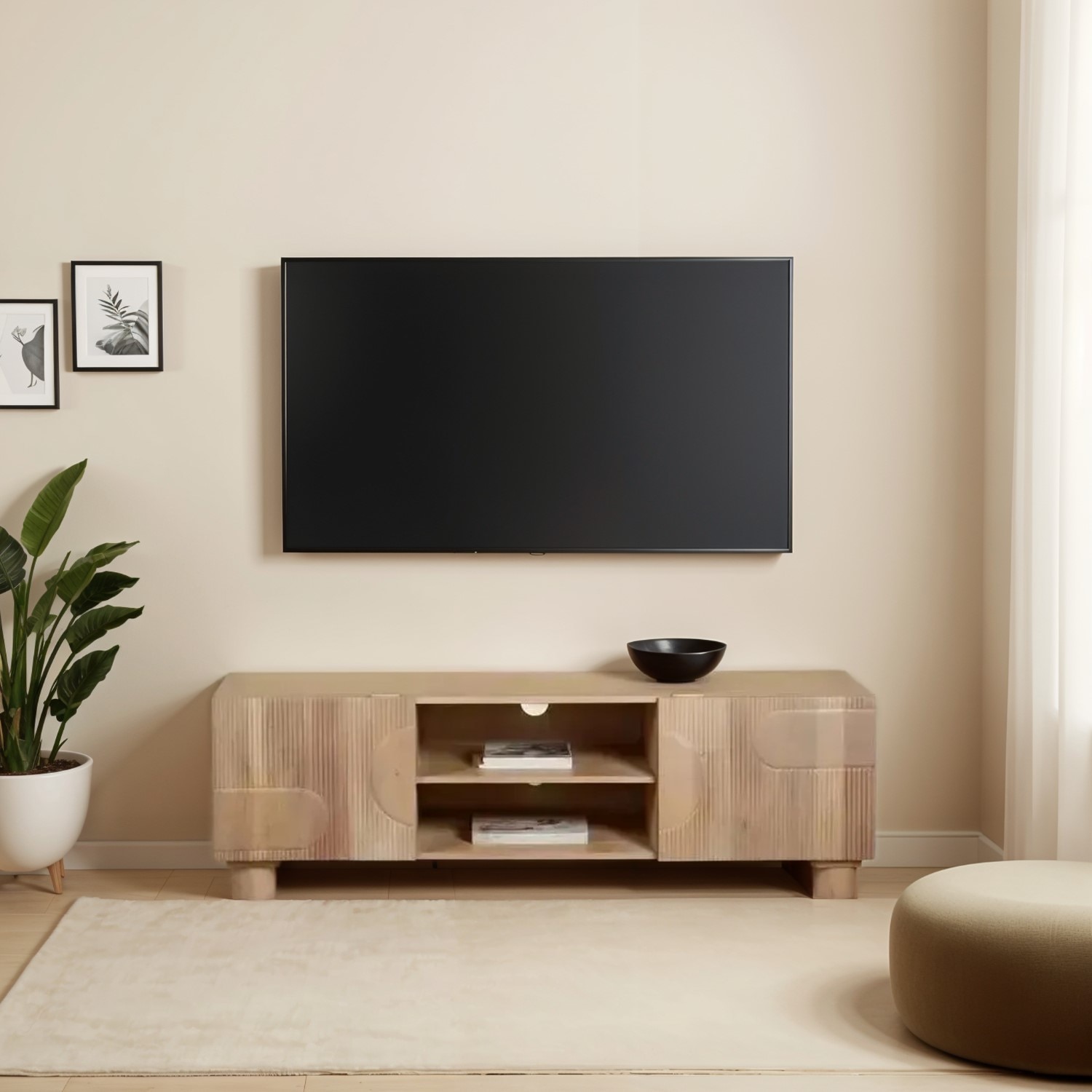 Amber Solid Mango Wood TV Stand with StorageTV up to 60 Austin - Woodenmood