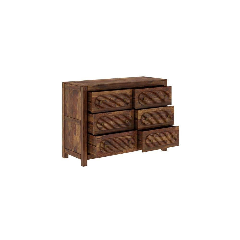 Woodwhiz Solid Wood Chest of 6 Drawers in Provincial Teak Finish