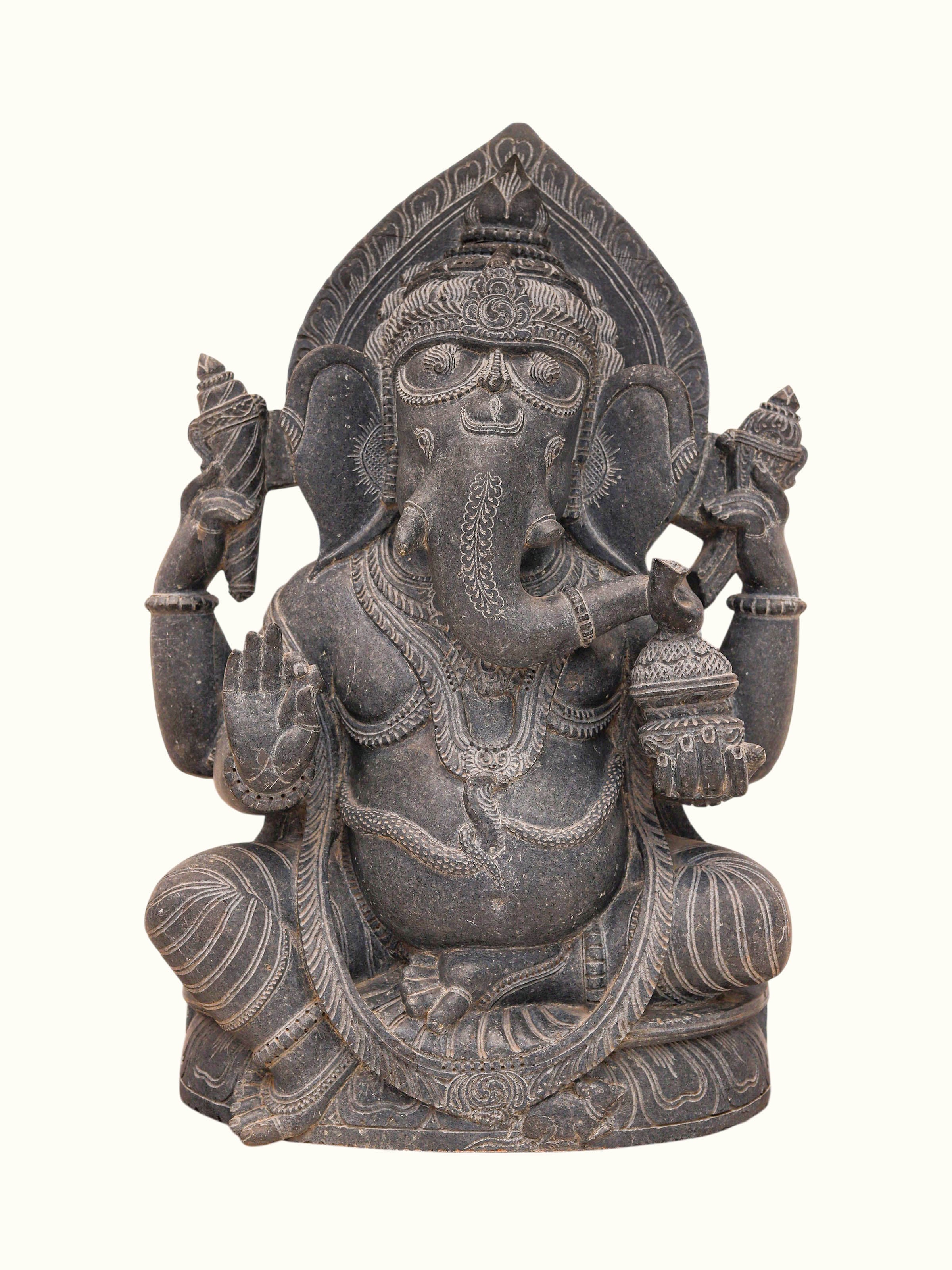 Stone Carved Ganesha Idol