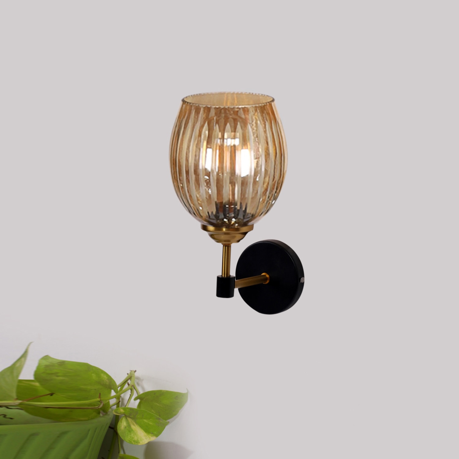 Devansh Metal Electric Wall Light in black Colour with Lavender Shade Count of 1 Light