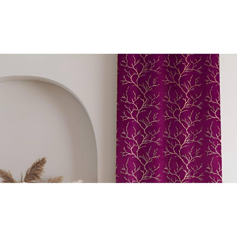 Golden Velvet Abstract Pack of 2 Pieces Blackout Window Curtain