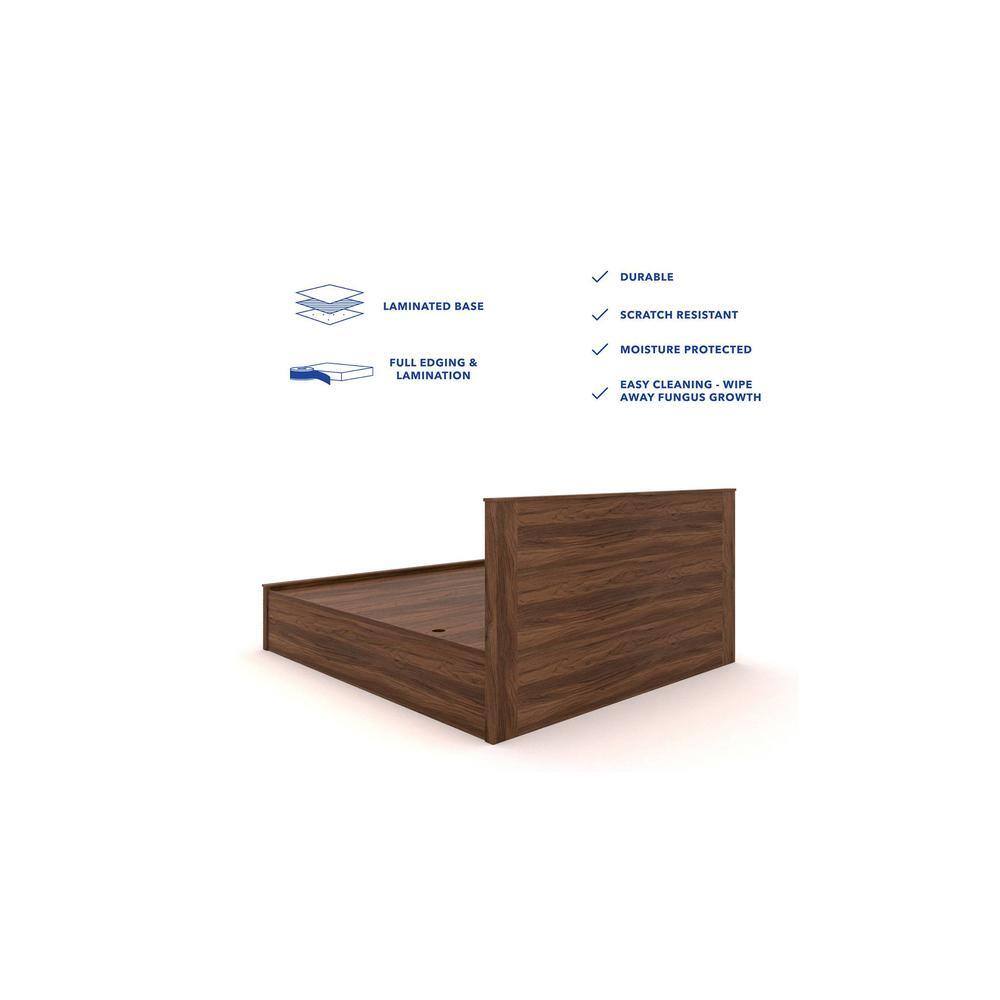 Taro Engineered Wood King Size Box Storage Bed In Walnut Finish