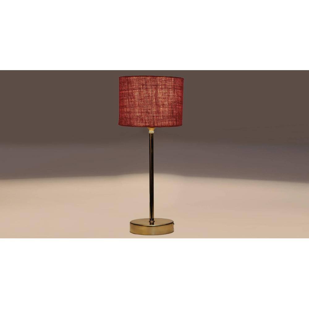 Maroon Jute with Metal Gold Table Lamp