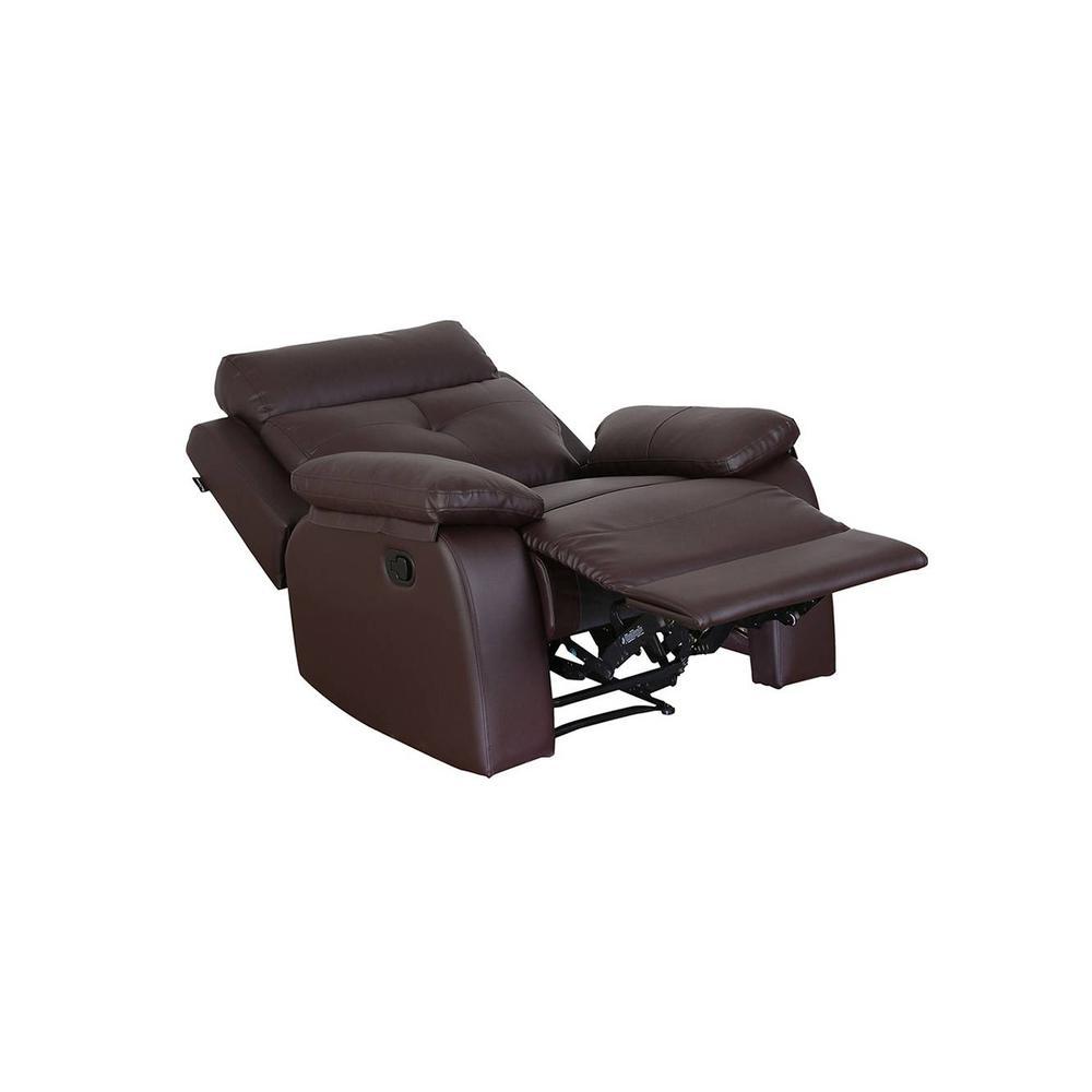 Ohio Leatherette One Seater Manual Recliner in Brown Colour