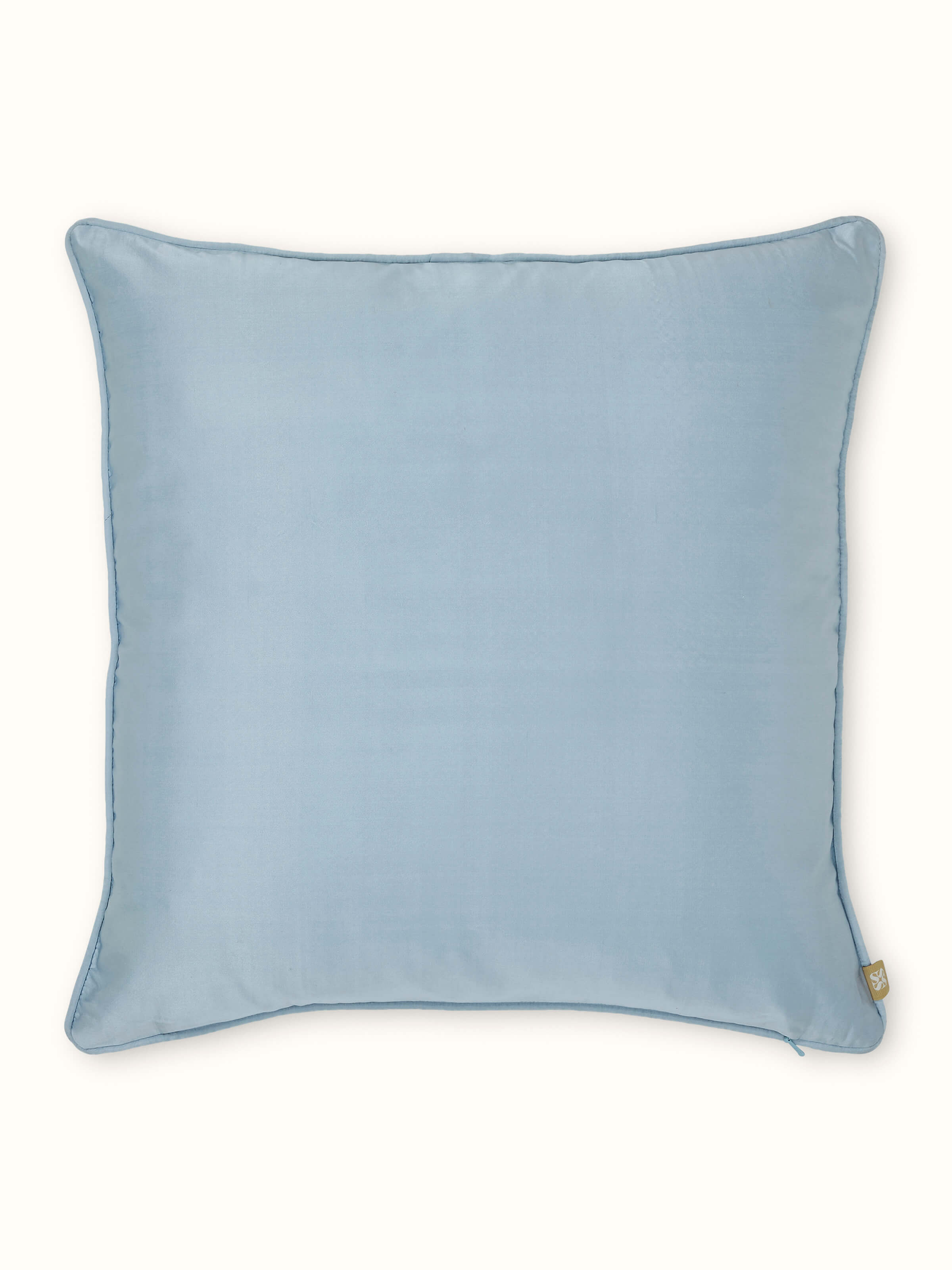 Mandana Light Aqua Solid Silk Satin Banarasi Handloom Cushion Cover