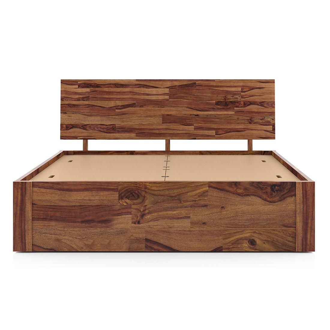 Boston Solid Wood King Size Box Storage Bed In Teak Finish