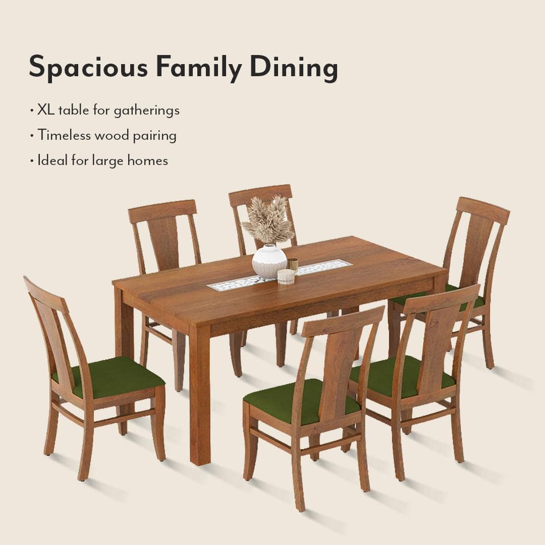 Brighton Xl 6 Seater Dining Table with Fabio Dining Chair Set
