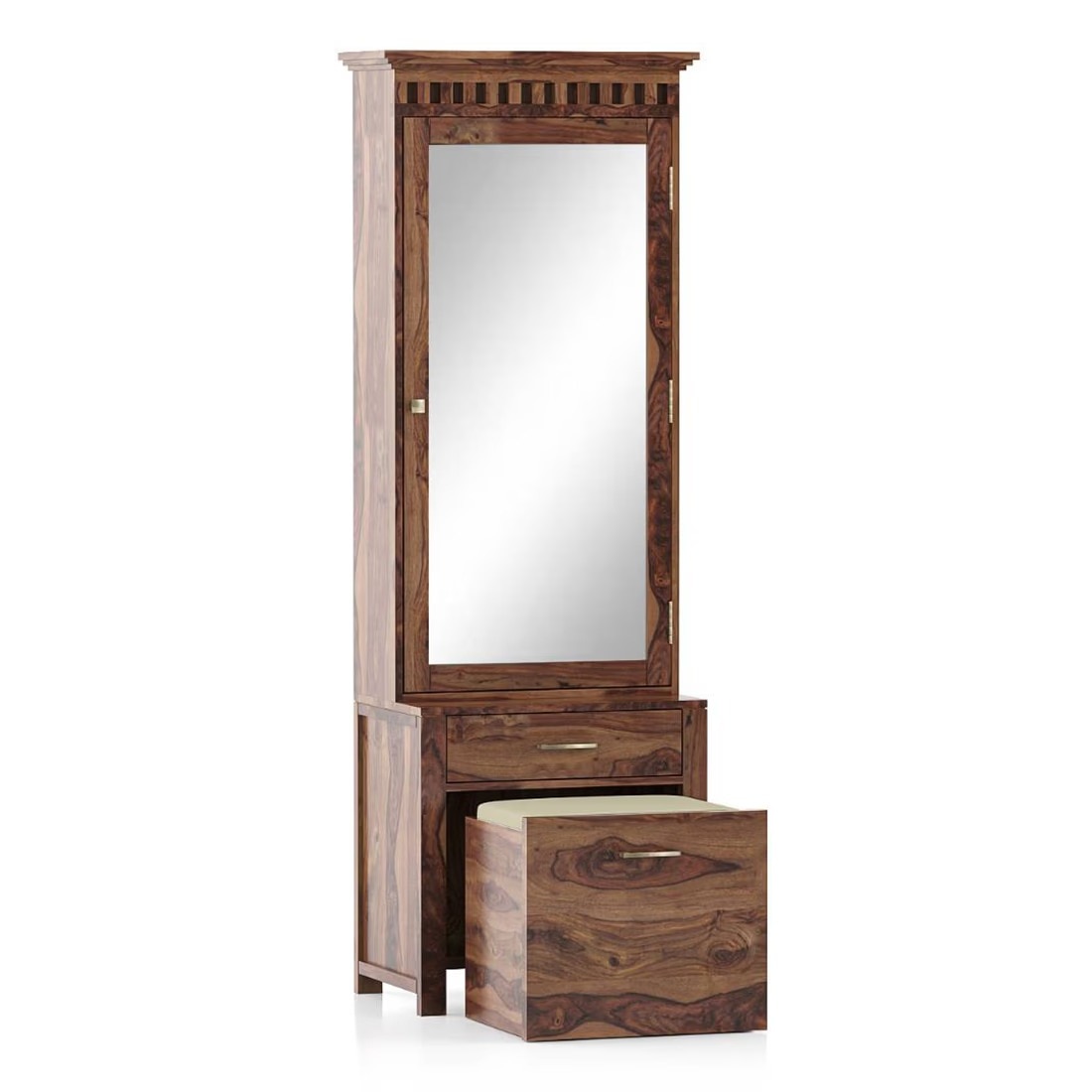 Fidora Dressing Table With Stool in Teak Finish