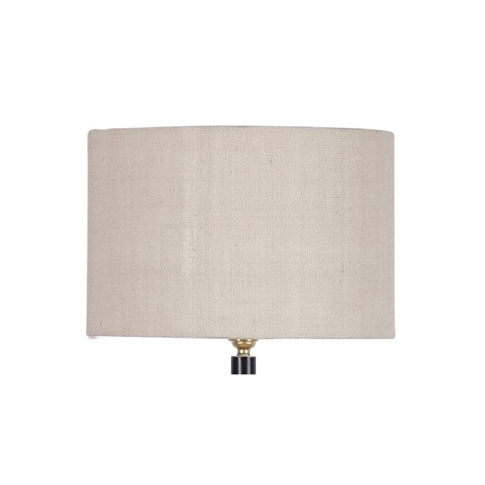 Flora White Natural Fiber Floor Lamp with Black Iron Base