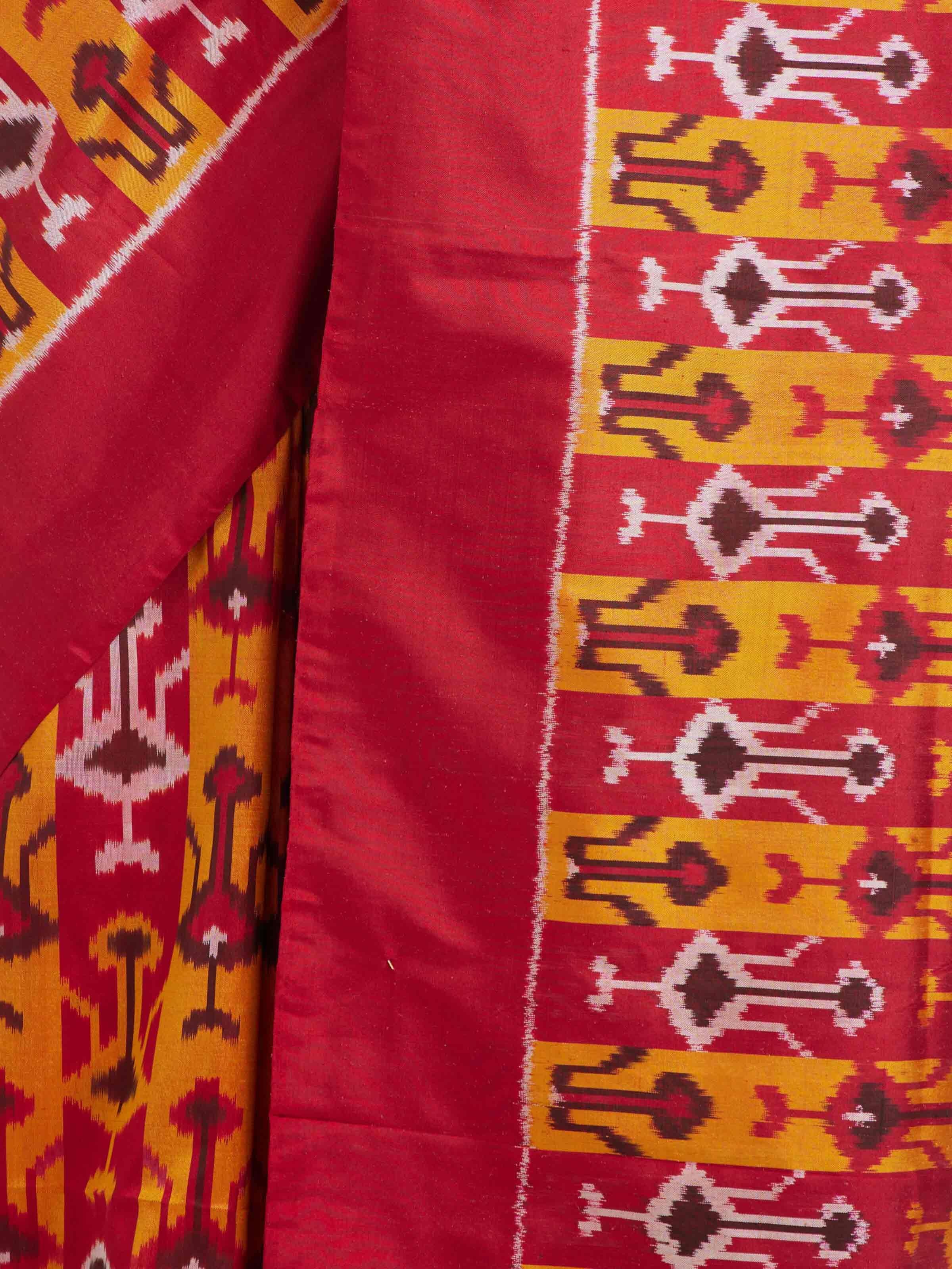 Yellow Pochampally Single Ikat Saree