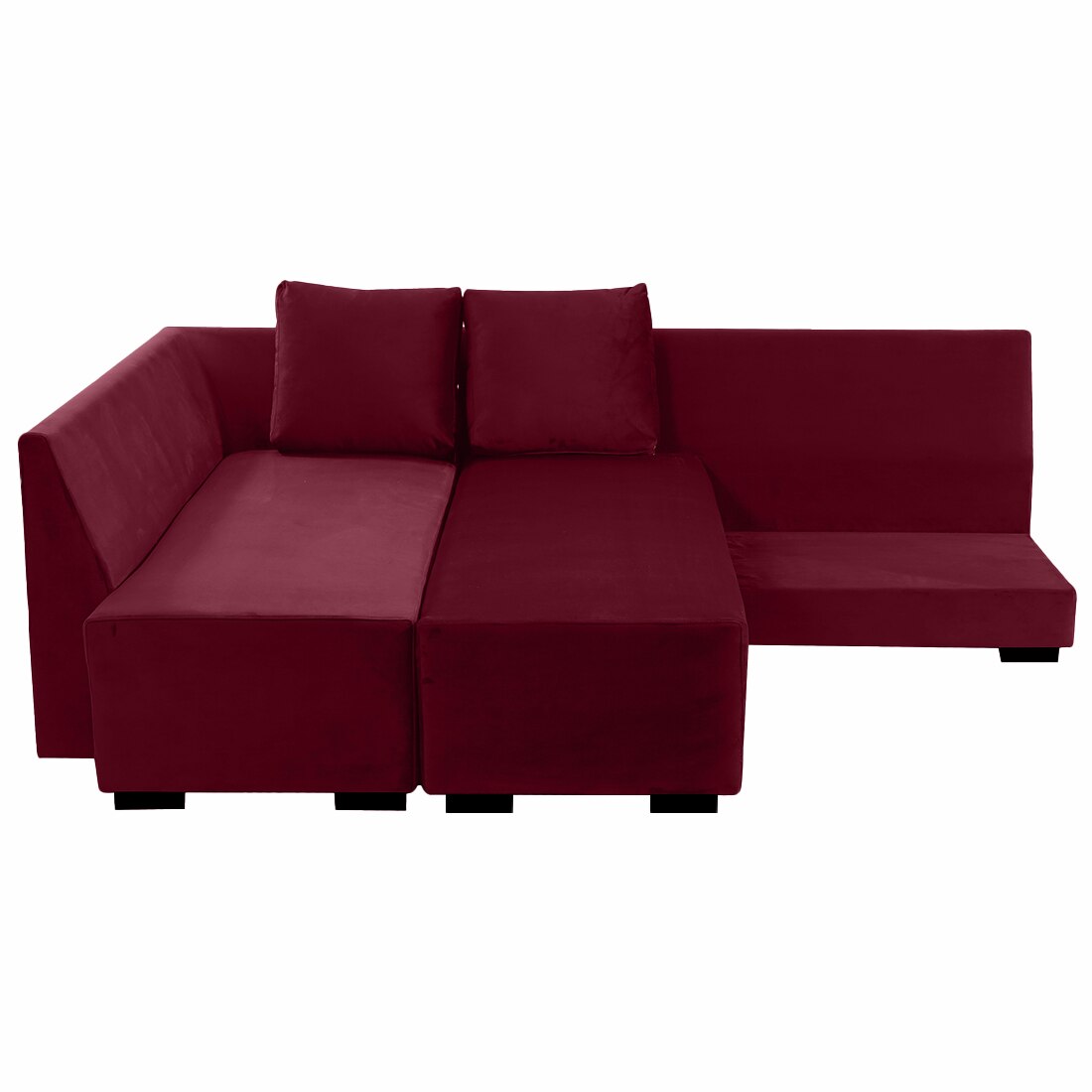 Melo 3 Seater Left Sectional Velvet Sofa Cum Bed in Maroon colour