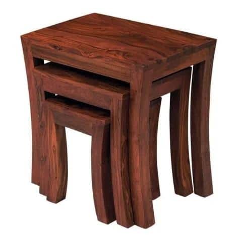 Avalon Solid Wood Set of 3 Stool in Teak Finish
