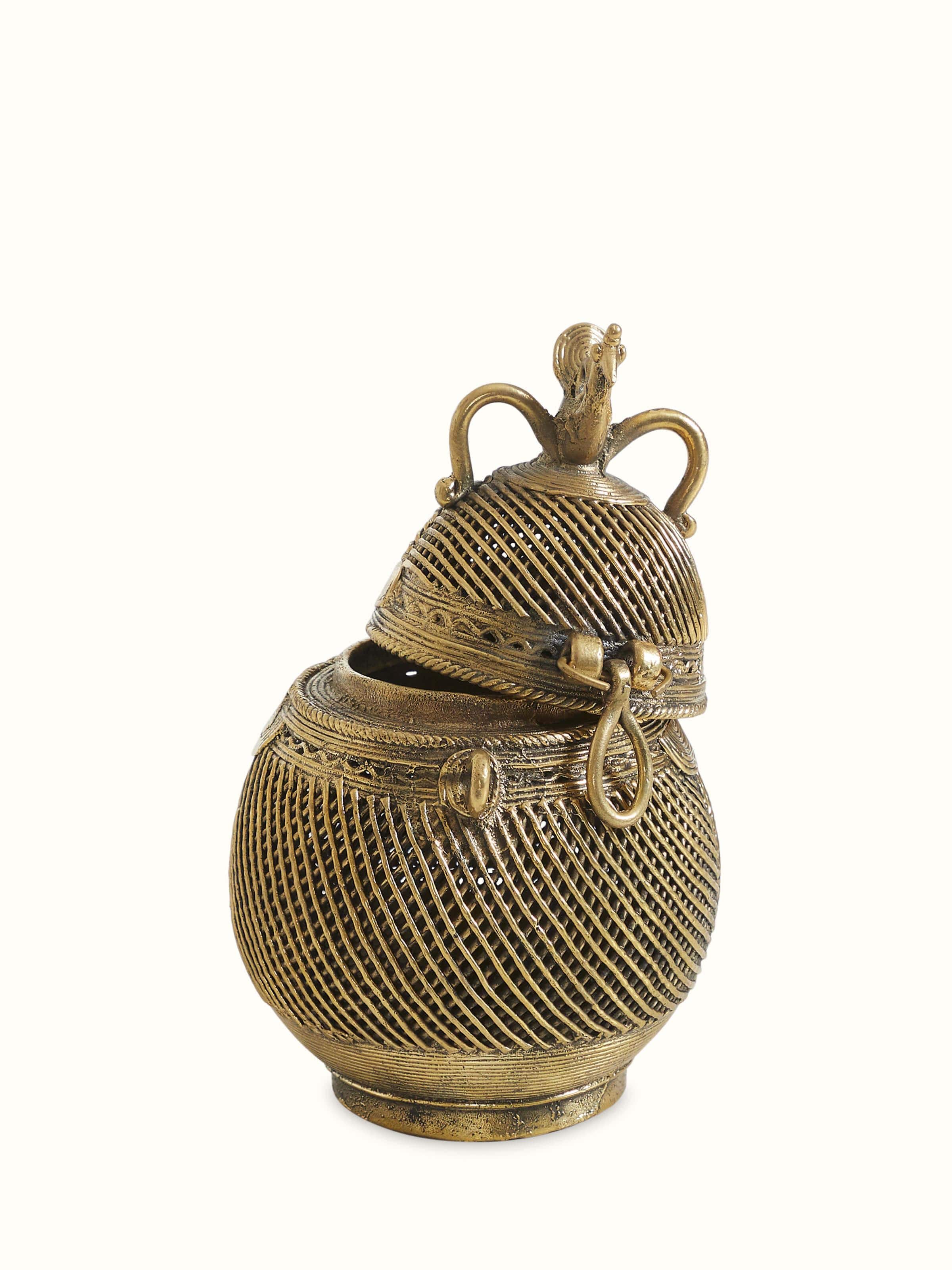Dhokra Brass Coconut Shape Box