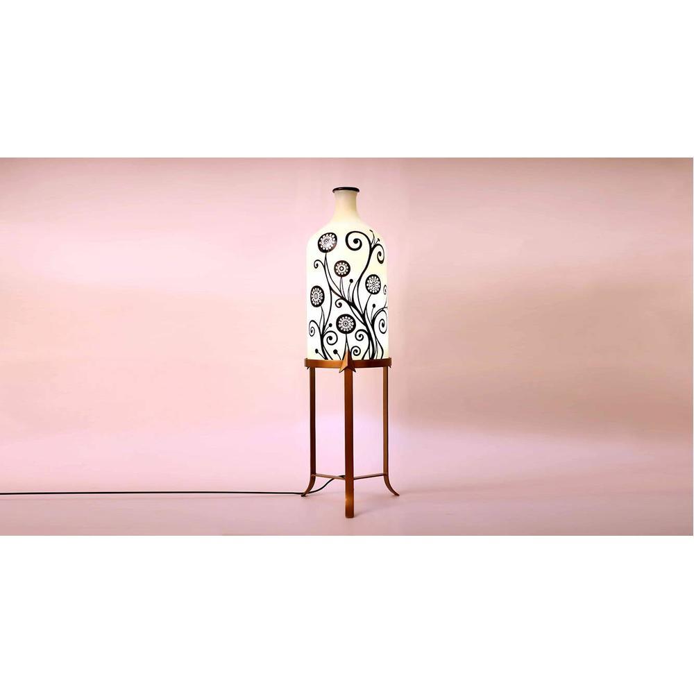 Mavis White Glass Shade Floor Lamp With White Metal Base