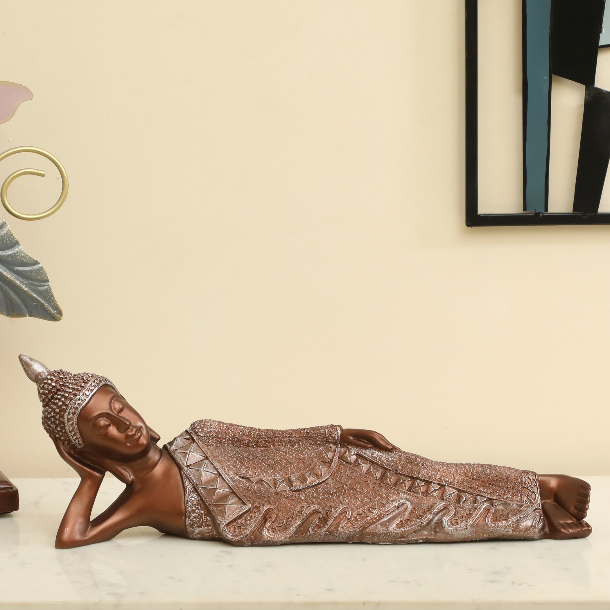 Aum Polyresin Figurine in Metallic Gold Colour - Vedas