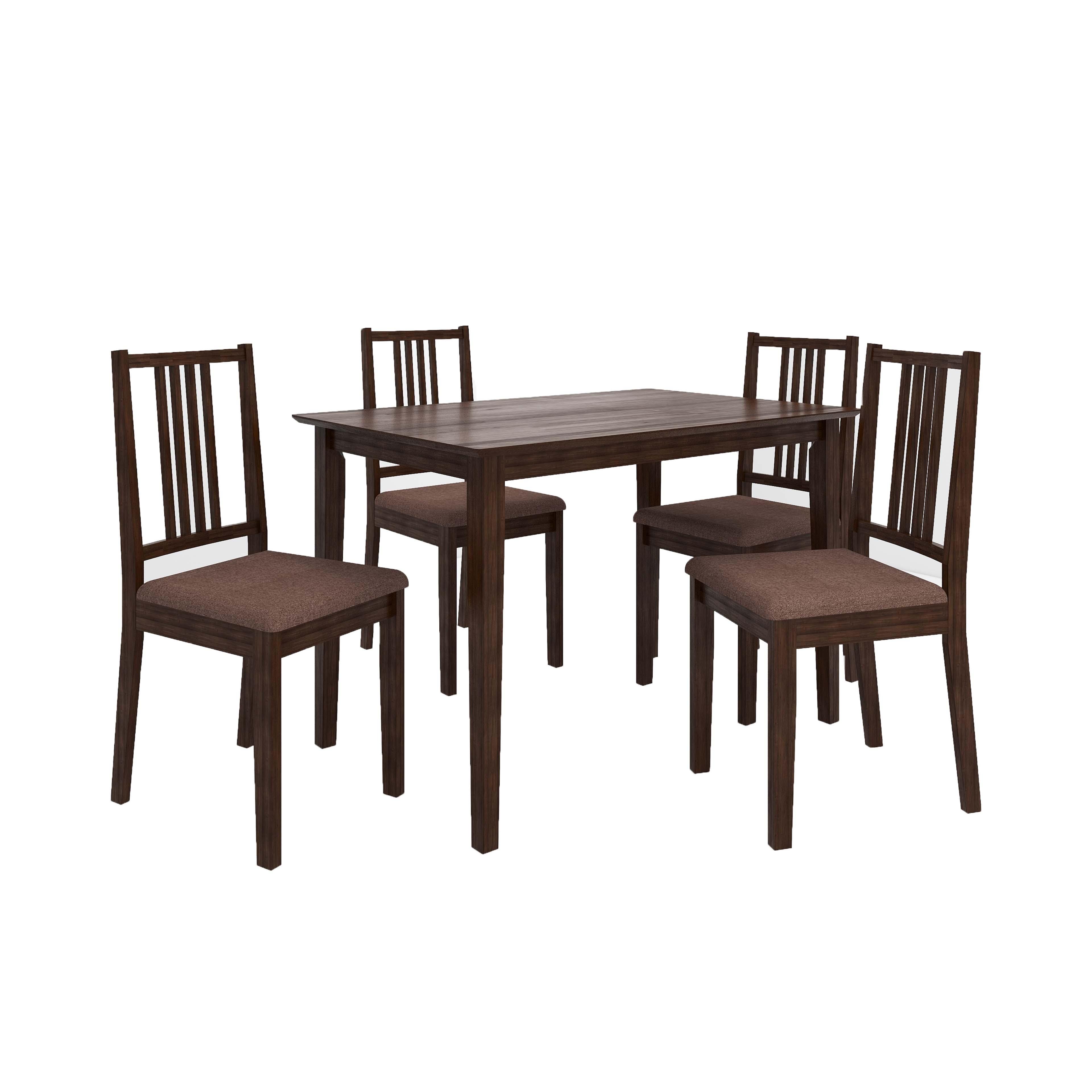 Monterey 4 Seater Dining Set with 4 Chairs (Rubberwood, Dark Cappuccino Finish)