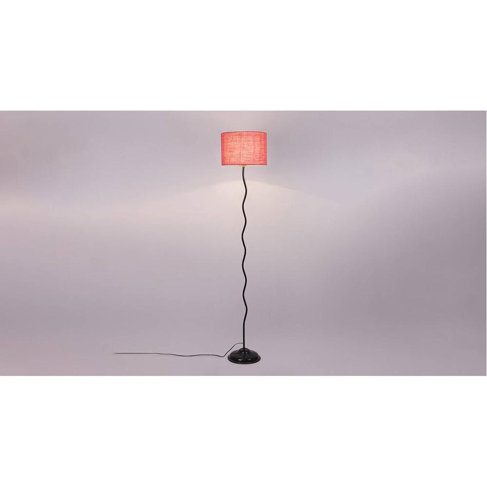 Finley Zig Zag Iron Floor lamp with Jute Drum Pink Shade (Z24)