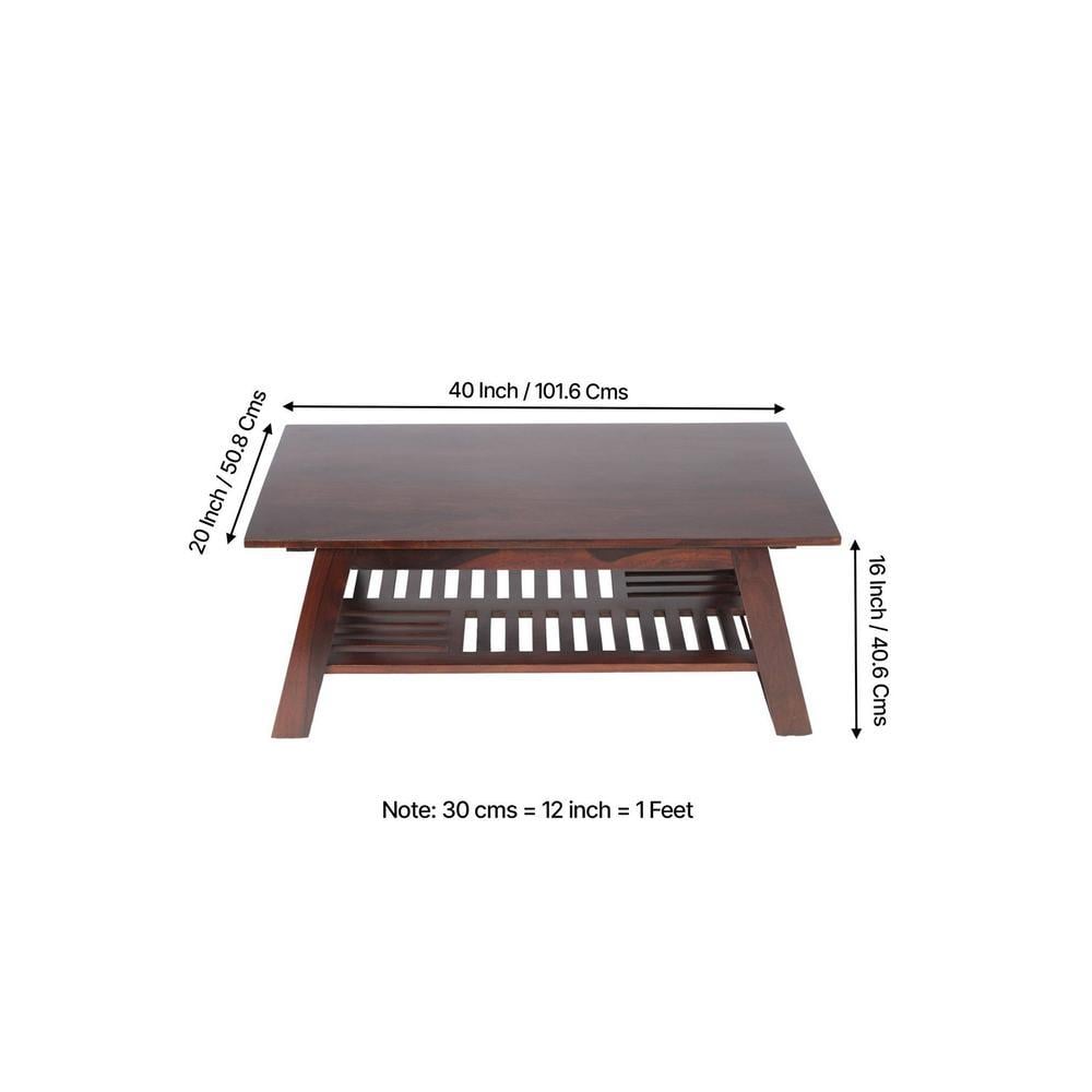 Alison Sheesham Wood Coffee Table In Walnut Finish