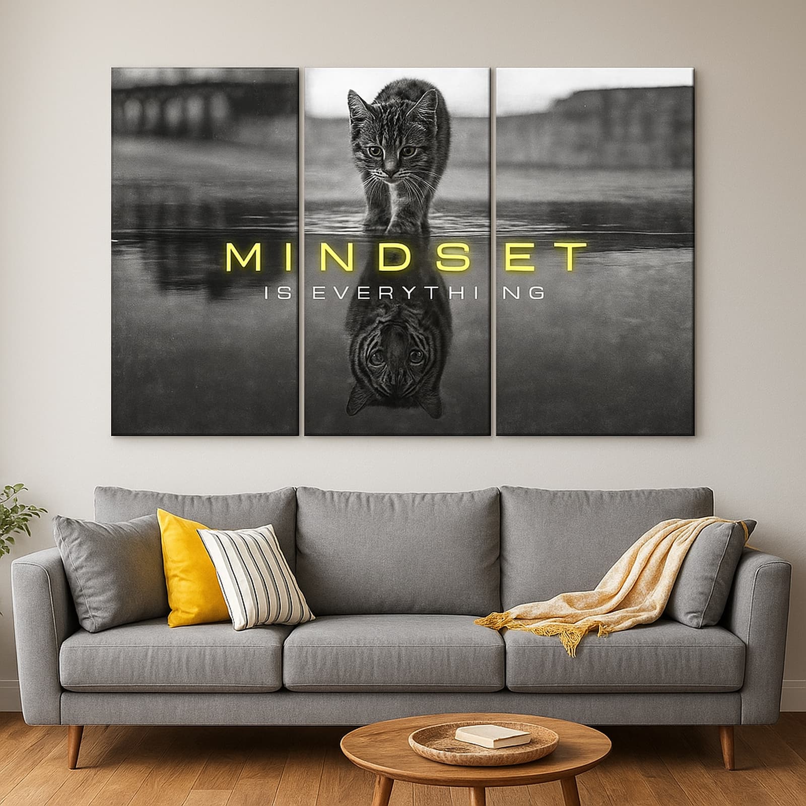 Truss Pcs Black White Mindset Everything Inspirational Canvas Wall Prints Set of 3 Multicolor Matte
