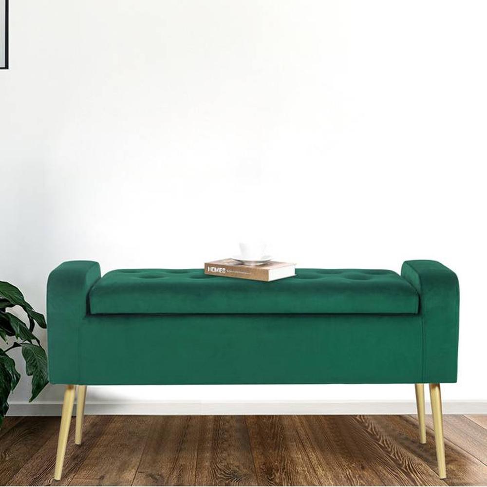 Gigel 2 Ottoman with Storage Color in Green - Home Lifestylez