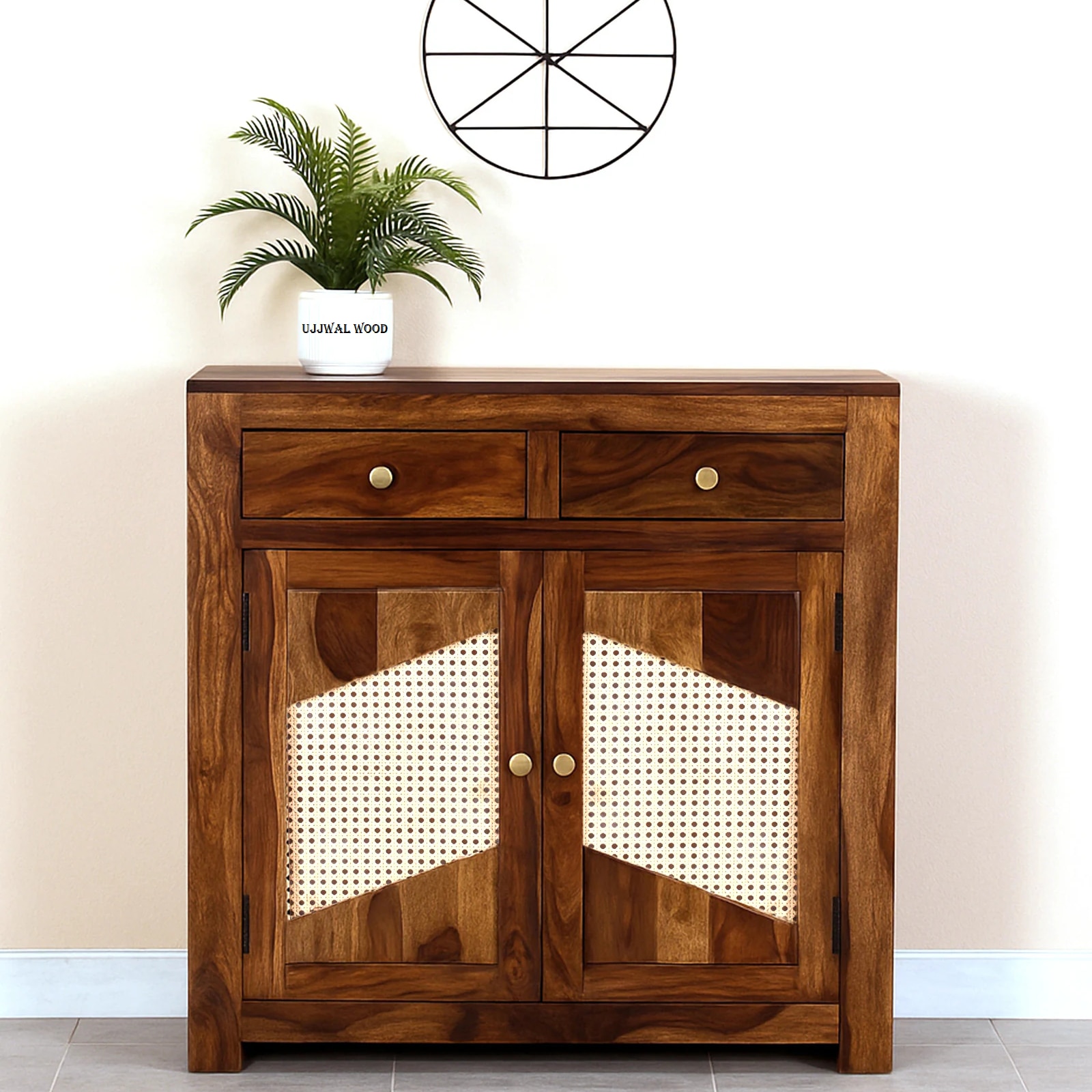 Sheesham Wood 2 Door 2 Drawer Sideboard In Provincial Teak Finish - Ujjwal Wood