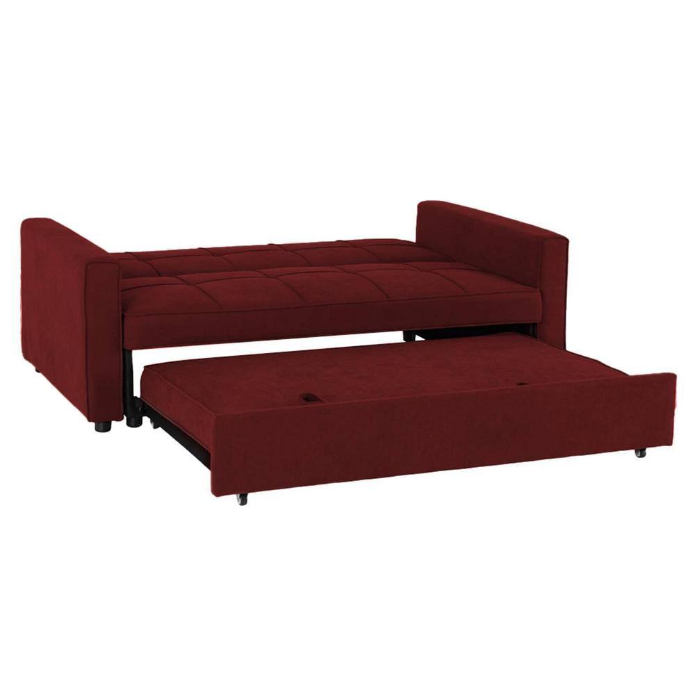 Medas 3 Pull Out Sofa Cum Bed In Maroon Colour