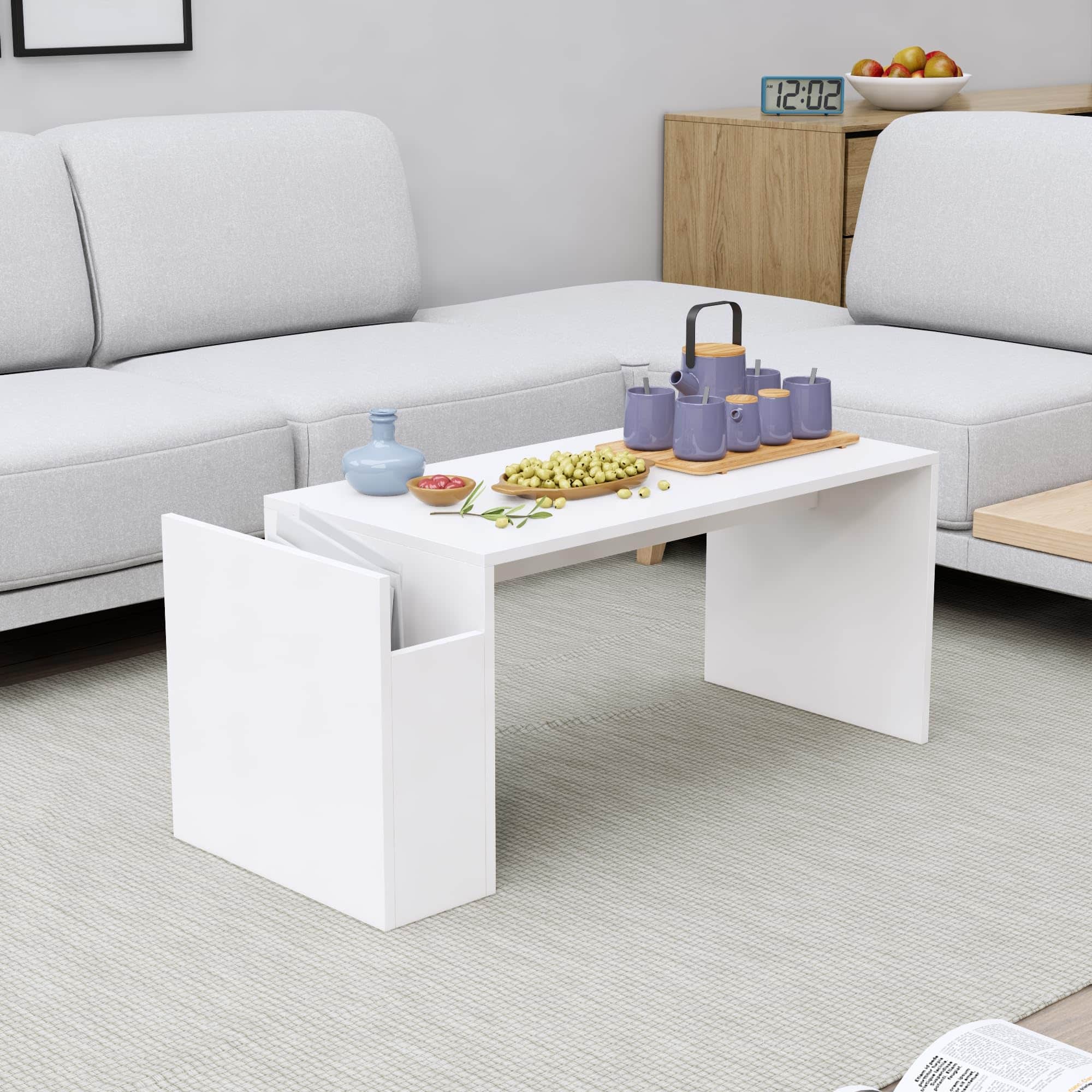 Hexa Engineered Wood Coffee Table In Frosty White - HexaRed