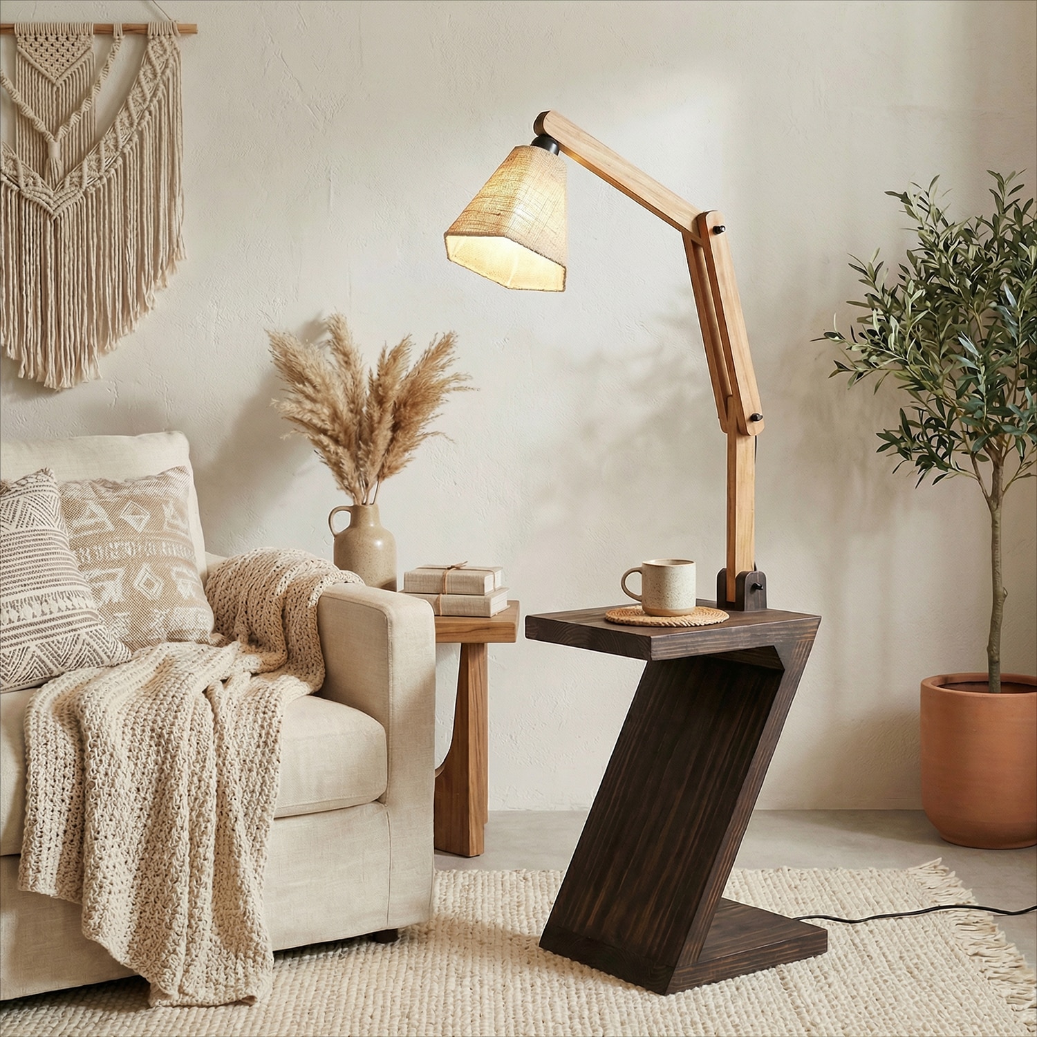 Patrice Beige Jute Floor Lamp with Beige Jute Base - Symplify