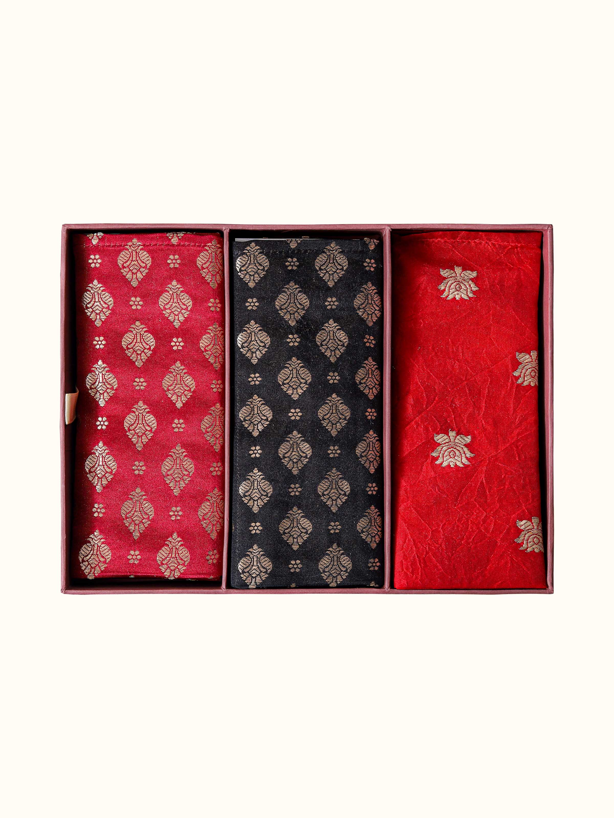 Assorted Silk Banarasi Brocade Pocket Squares Gift Set (3Pcs)