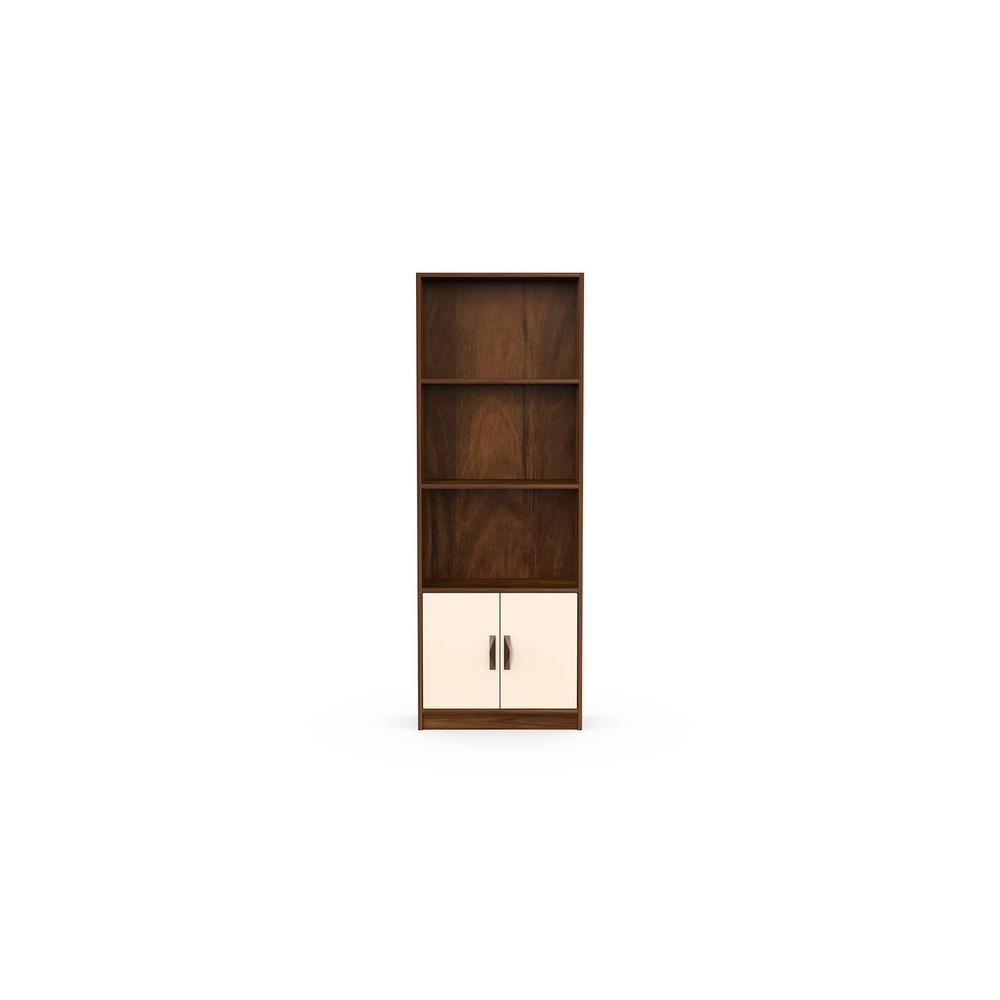 Seonn Engineered Wood Bookshelf with Drawer and 2 Doors Cabinet Floor Standin in Maple & Beige