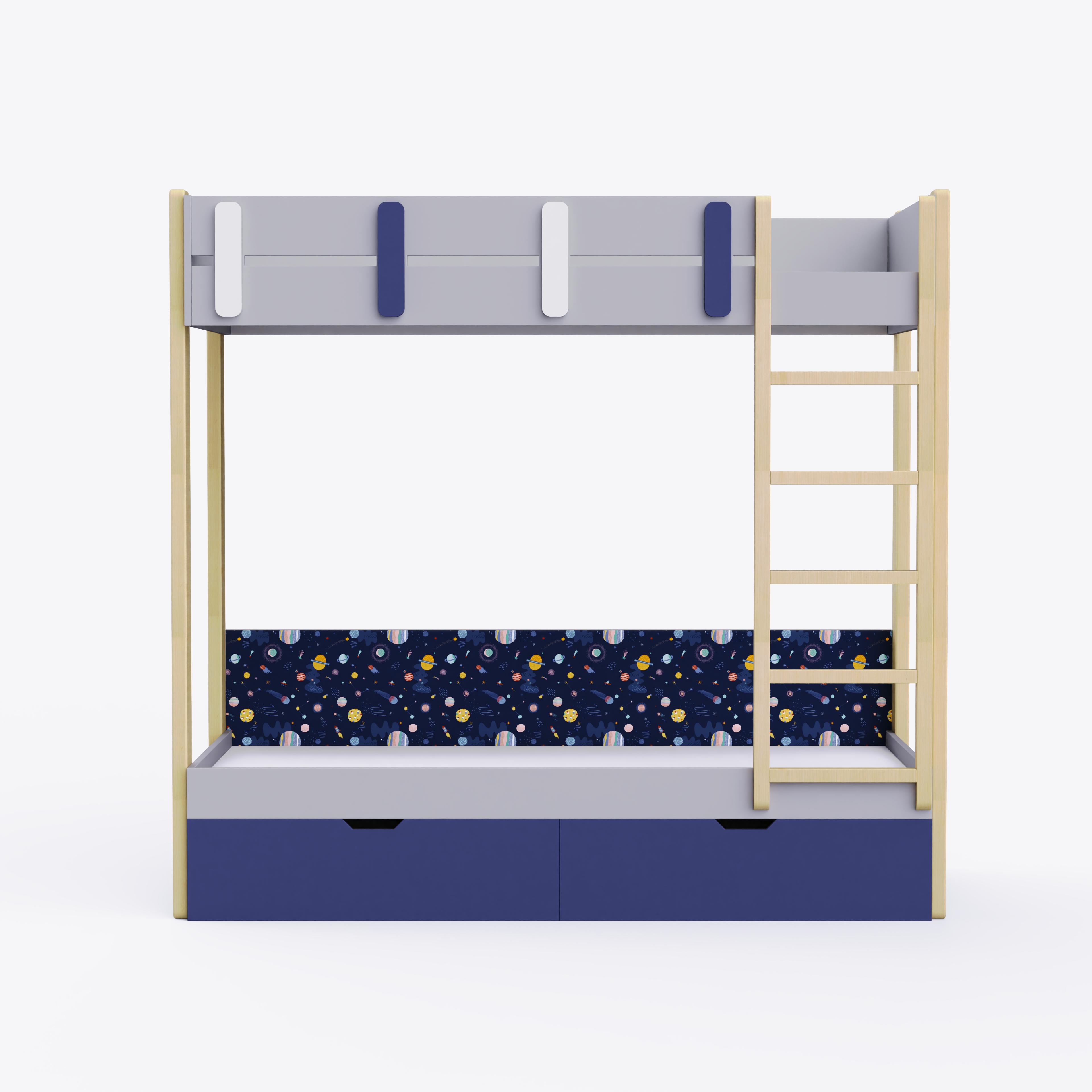 Pine Tree Single Size Bunk Bed In Silver Grey Colour