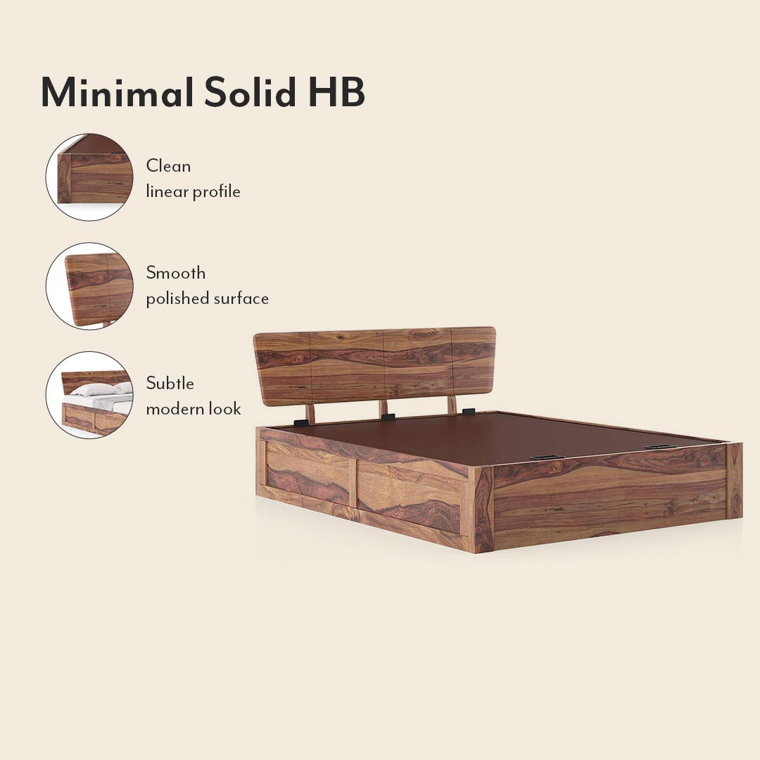 Marieta Solid Wood King Size Hydraulic Storage Bed In Teak Finish