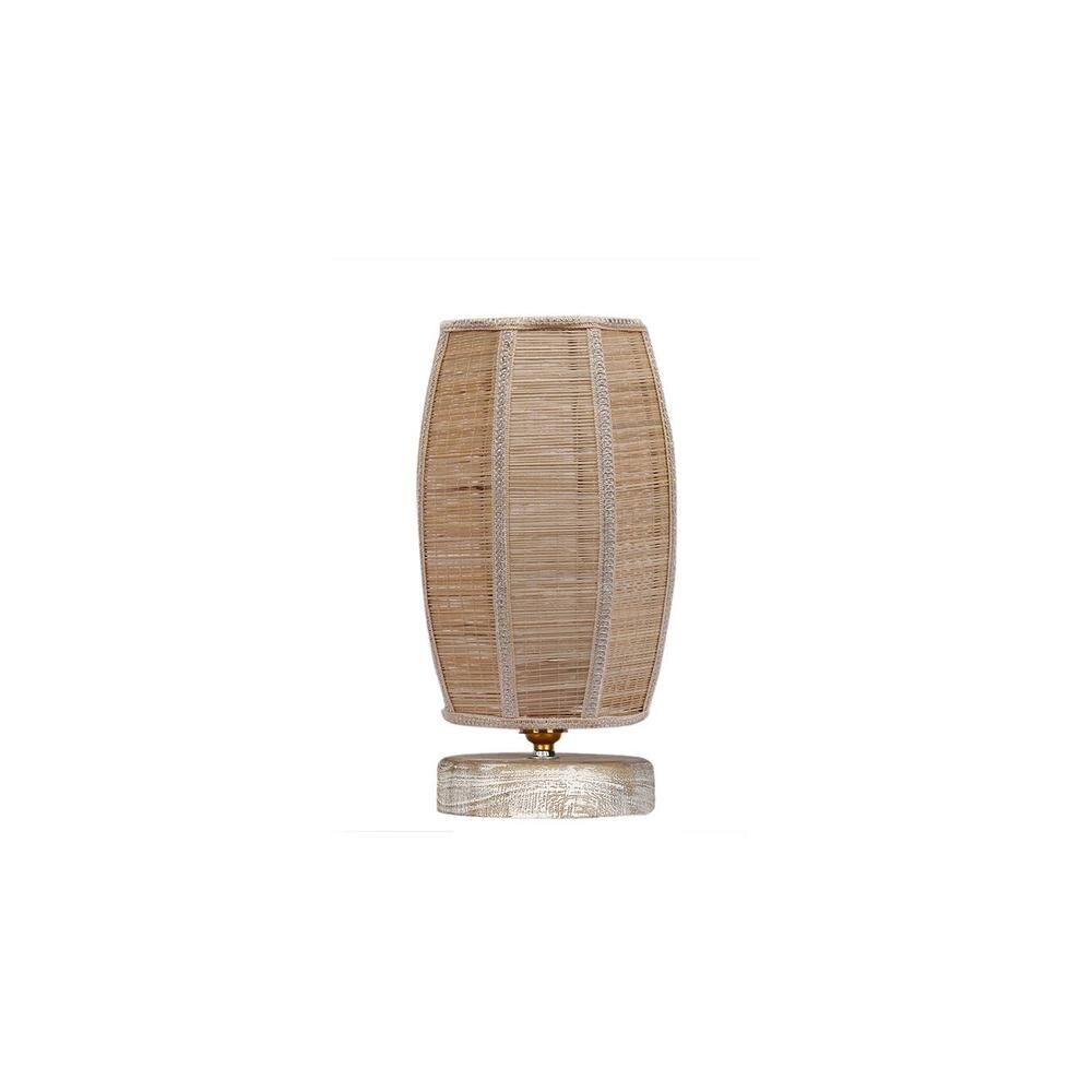 Logan Dholak Bamboo table lamp with White Brushed wood base