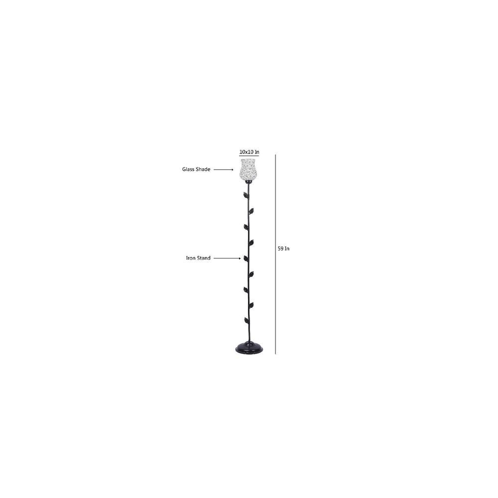 Ashley Multicolour Glass Floor Lamp with Black Iron Base