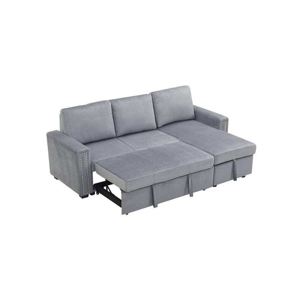 Solace Solid Wood Sofa cum Bed in grey