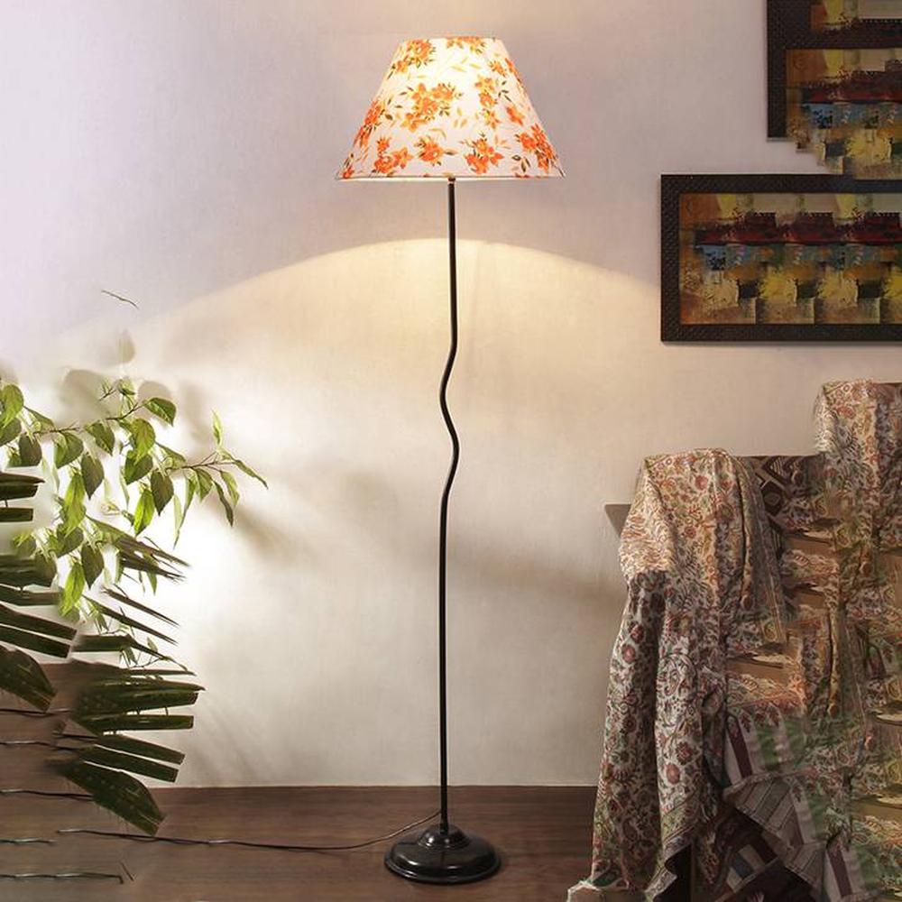 Sparrow Multi Cotton shade with Iron floor lamp - Devansh